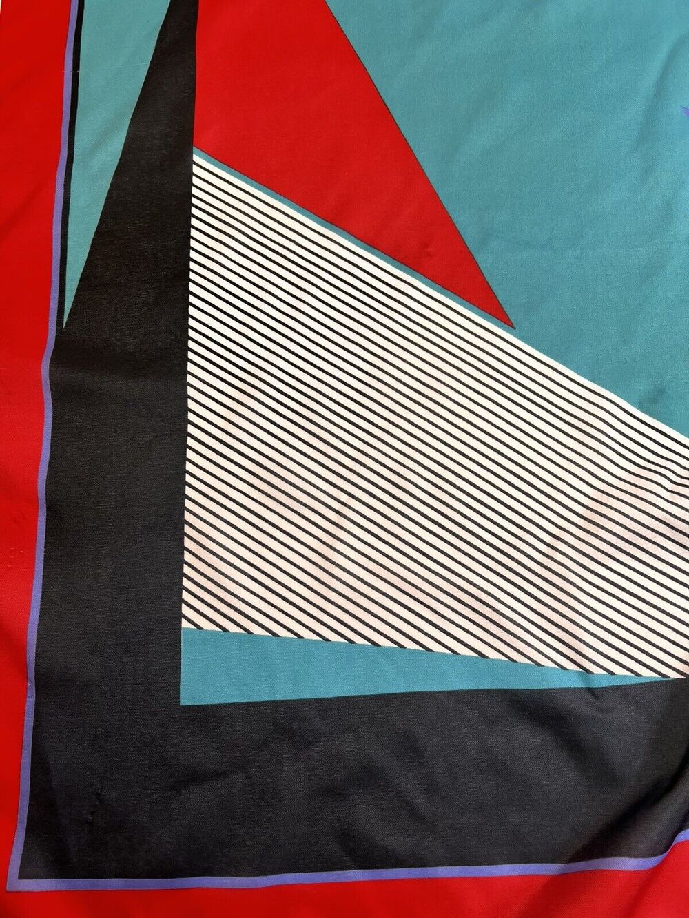 Gim Renoir 31 Square Scarf Red Blue Green Color Block Preppy Fashion Accessory